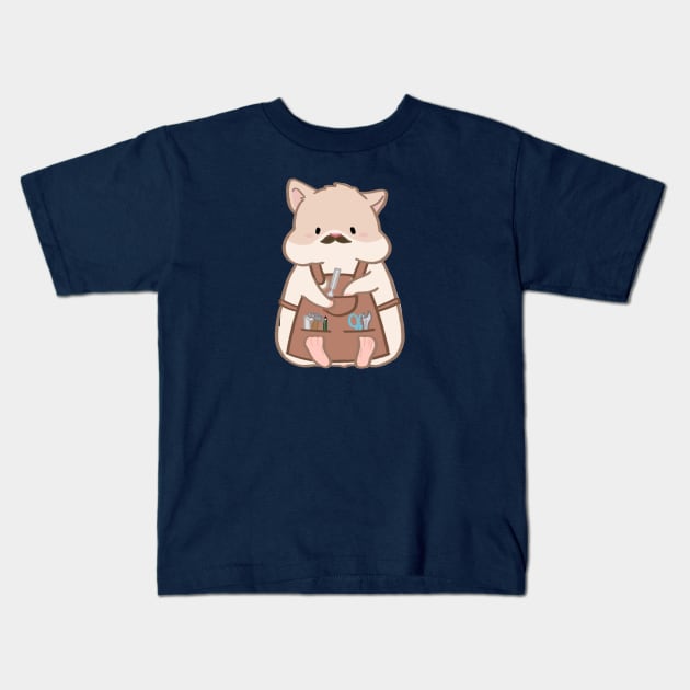 Fat hamster in woodworking apron cartoon Kids T-Shirt by ballooonfish